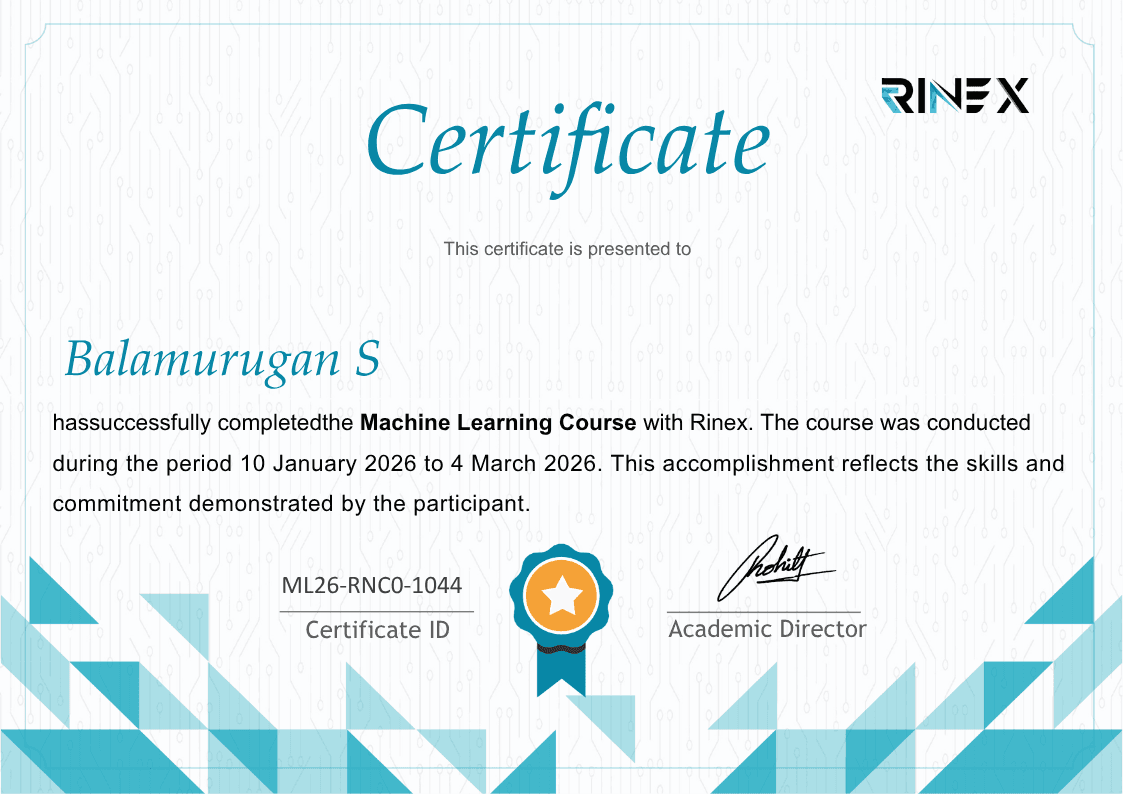 Machine Learning certificate from Rinex